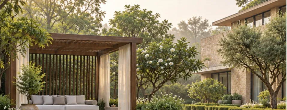 Secluded garden lounge and reflecting pond (artist's impression)